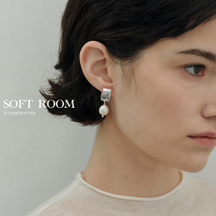 清仓SOFT ROOM雕花珍珠耳环纯银耳针复古小众设计新款
