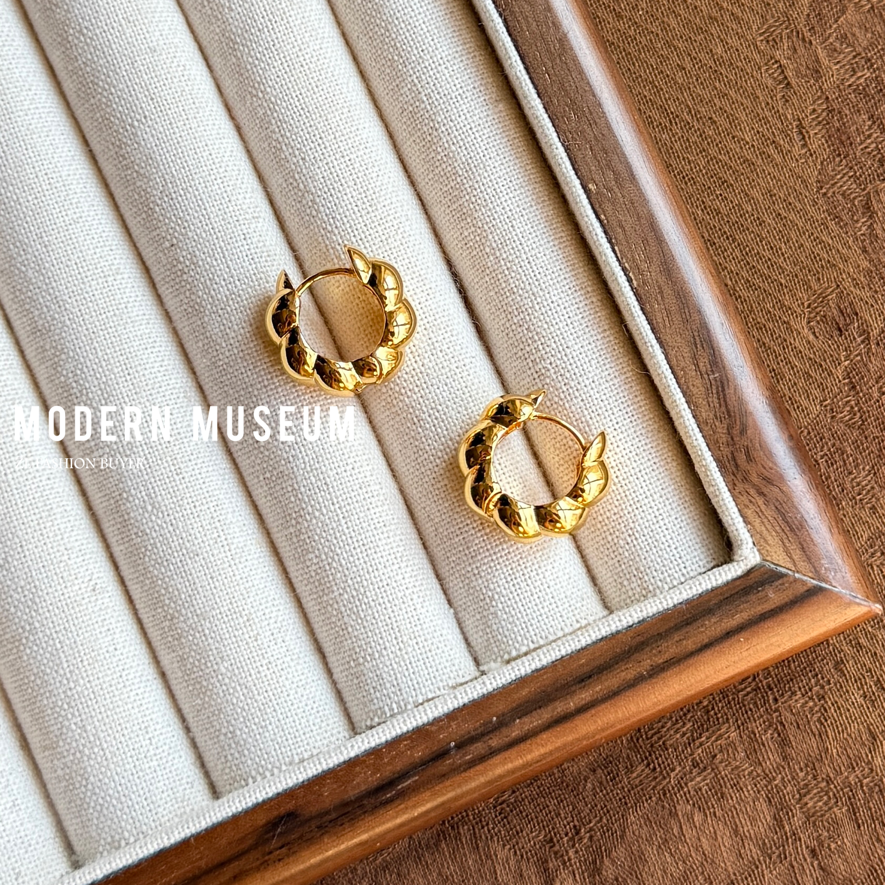 现货Modern Museum麻花拧绳极简风小号Hoops简约高级感耳环日常款