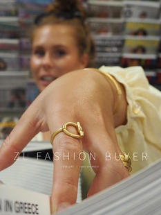 5折清仓Jane Koenig圆环T字形螺旋纹哑光镀金复古戒指官方授权