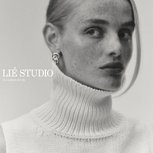 Studio丹麦立体结扣圆环交叉极简风高级耳环官方授权 现货Lie