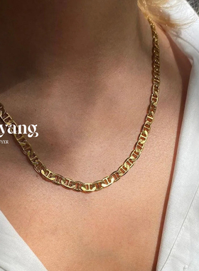 清仓Alix Yang长款链条拼接镀金银色男女情侣项链官方授权