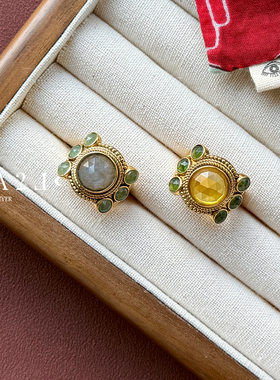 现货LA2L法国圆形宝石镶嵌纯手工雕刻复古精致高级戒指POUR TOI