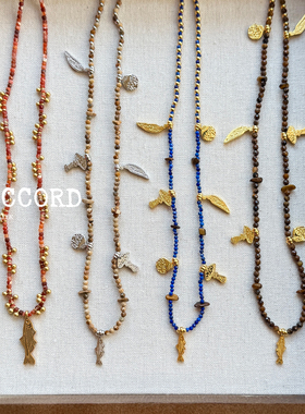 现货DACCORD奇趣雨林串珠青金石虎眼石图画石小鱼项链 陈数同款