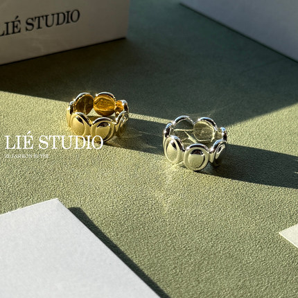 现货新款Lie Studio椭圆线条雕塑纹理戒指极简风高级官方授权
