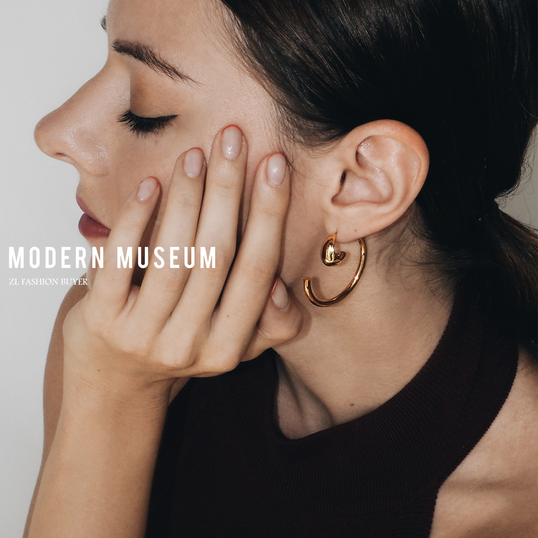 现货Modern Museum不对称圆弧线条小水滴个性小众耳环张瑶同款