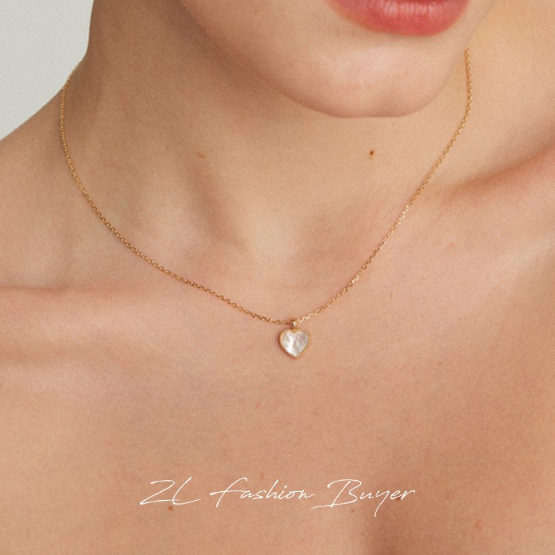 官方授权Fedoma心形贝母镶嵌边框雕刻项链欧美小众高级百搭精致