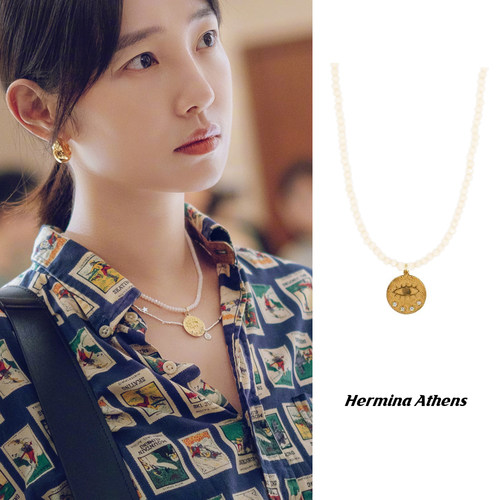 白百何同款守护之眼金币项链