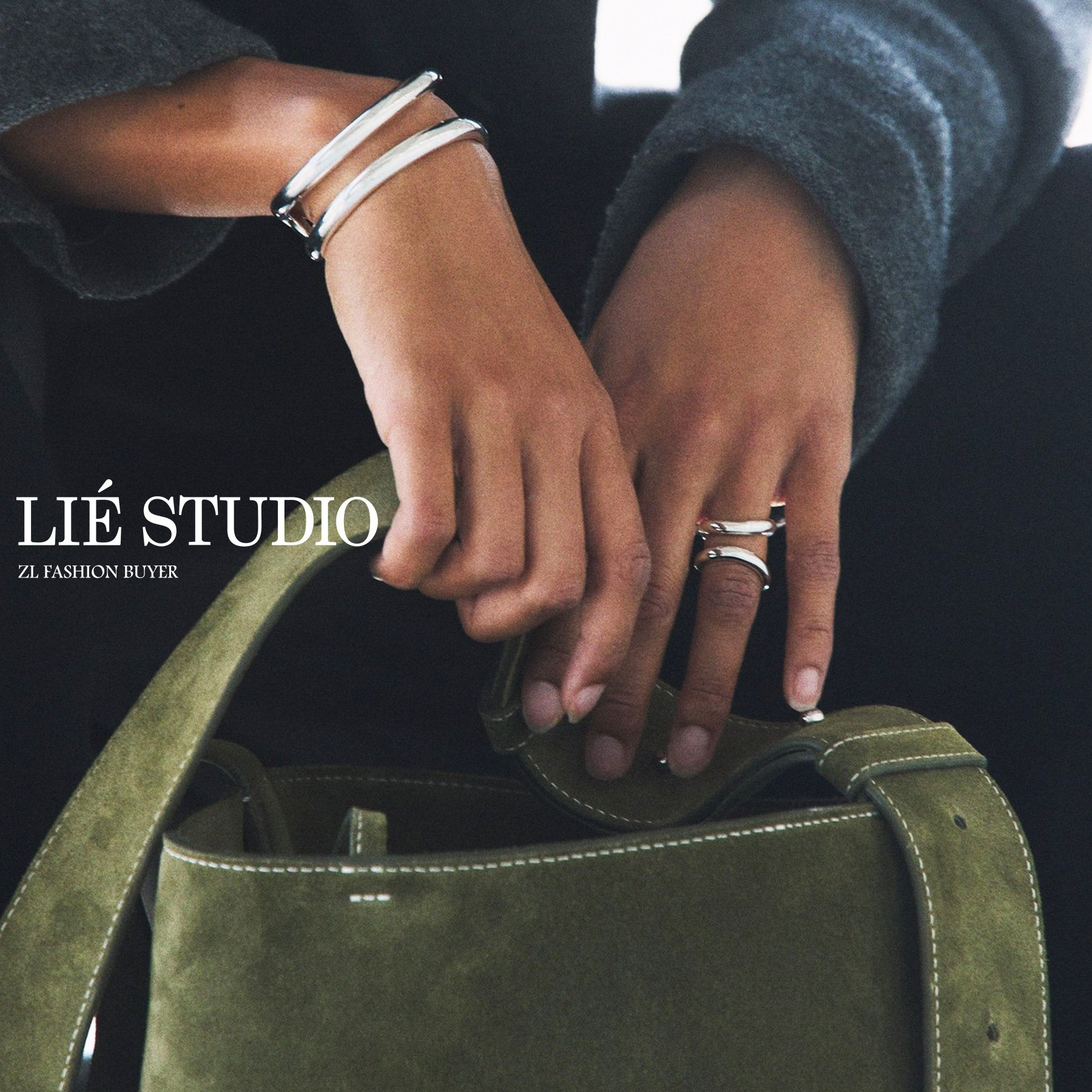 现货Lie Studio线条U形雕塑波纹开口戒指极简风丹麦高级官方授权