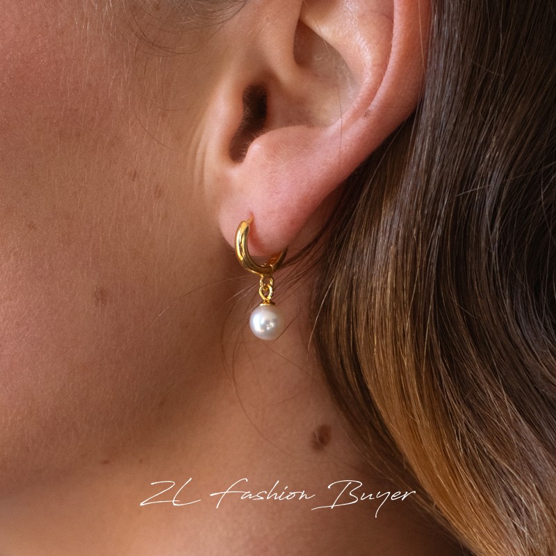 Fedoma小号圆环淡水珍珠耳环