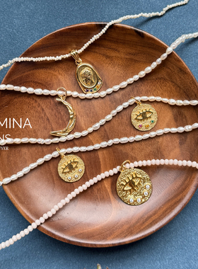 清仓希腊Hermina Athens守护之眼金币月牙健康女神项链白百何同款