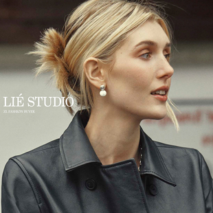 现货26SS新款 Studio圆形螺旋纹拼接纯银耳环丹麦极简官方授权 Lie