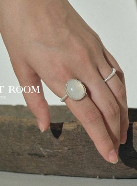 现货SOFT ROOM椭圆天然玉髓白水晶玛瑙绕线极简细戒叠戴戒指高级