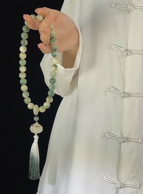 原生态菩提手持渐变白玉菩提手串流苏穗跑环男女手链文玩佛珠盘玩