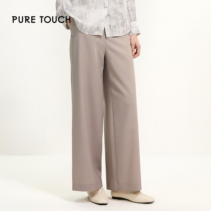 pure touch含绵羊毛女士休闲长裤宽松百搭阔腿裤直筒裤职业通勤