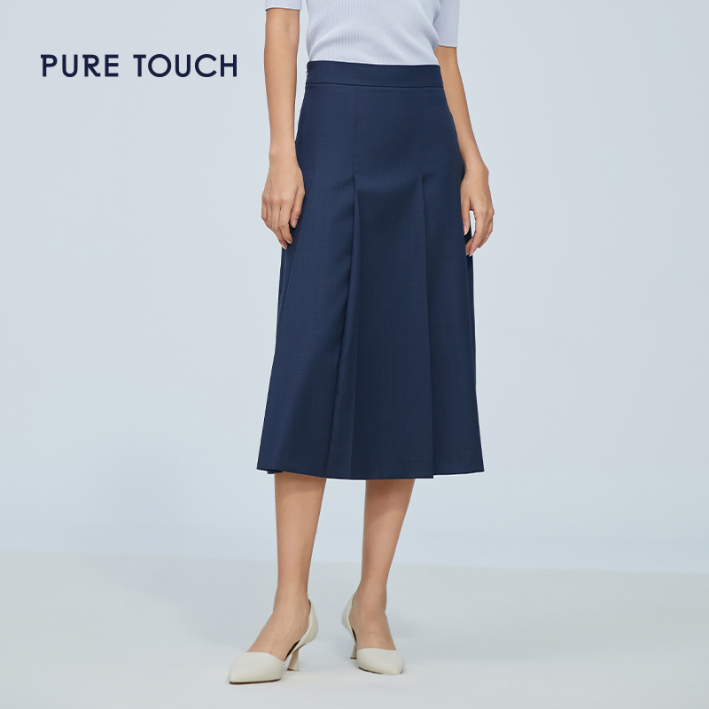 pure touch春季女士西装半裙通勤时尚显瘦中长款半身裙设计感裙子