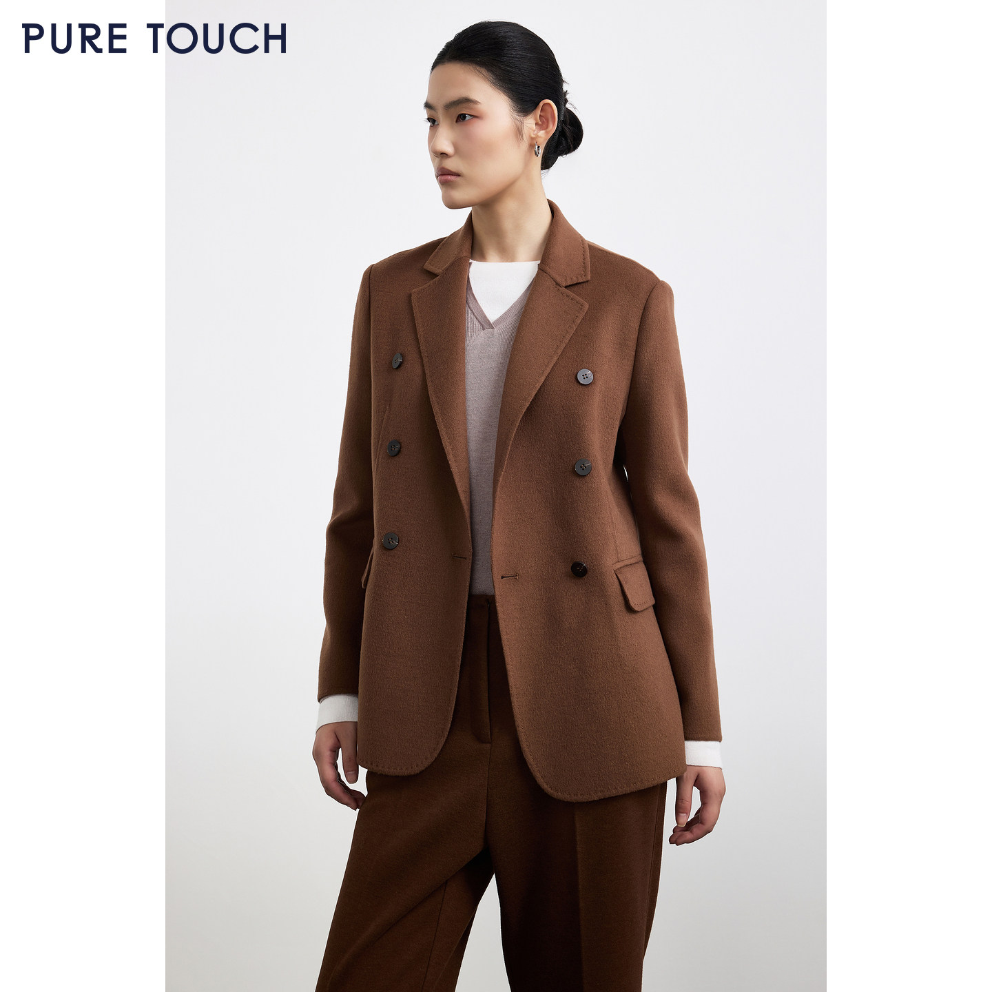 商场同款PURE TOUCH女装25秋冬新款双面呢西装丝毛混纺收腰短外套,女装/女士精品,西装,淘宝优惠券,粉丝福利购,淘宝优惠卷