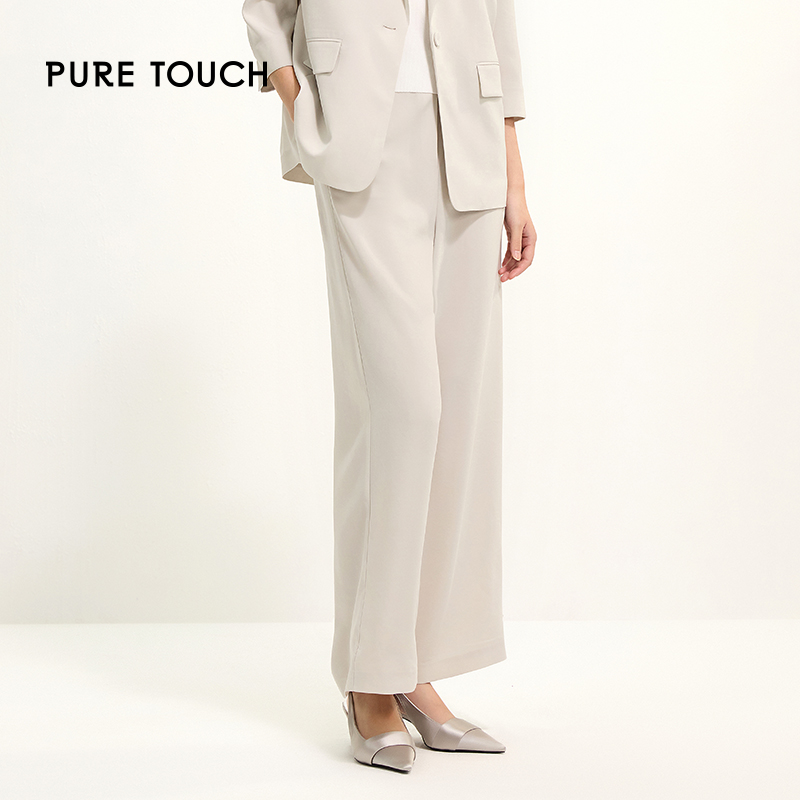 pure touch女士晨灰色三醋纤西装裤简约时尚百搭直筒裤休闲裤薄款
