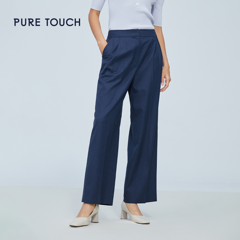 pure touch春季女士西装直筒裤高级修身显瘦长裤设计感百搭裤子新