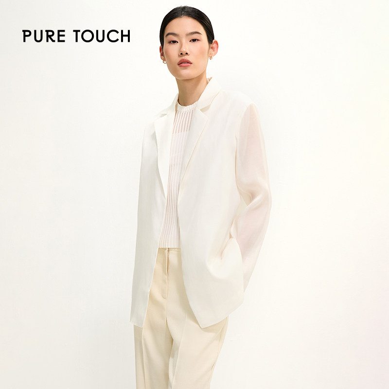 pure touch女士含醋纤桑蚕丝西装外套百搭休闲西服上衣商场同款