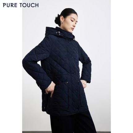 商场同款PURE TOUCH女装25秋冬新款菱格棉服抽绳收腰经典短外套