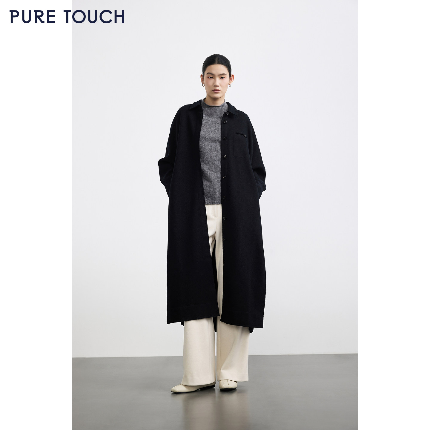 商场同款PURE TOUCH25冬新款羊毛双面呢大衣长款廓形蝙蝠袖外套女,女装/女士精品,毛呢外套,淘宝优惠券,粉丝福利购,淘宝优惠卷