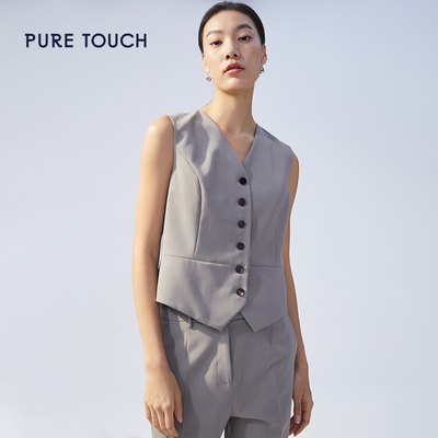 pure touch女士绵羊毛西服马甲收腰显瘦上衣设计感百搭2024春新品