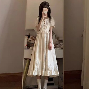 女大童茶歇连衣裙夏季2025新款初中高中生中长款法式碎花气质裙子