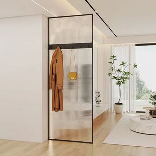 现代简约风长虹玻璃带挂钩客厅入户门玄关屏风卫生间浴室遮挡隔断