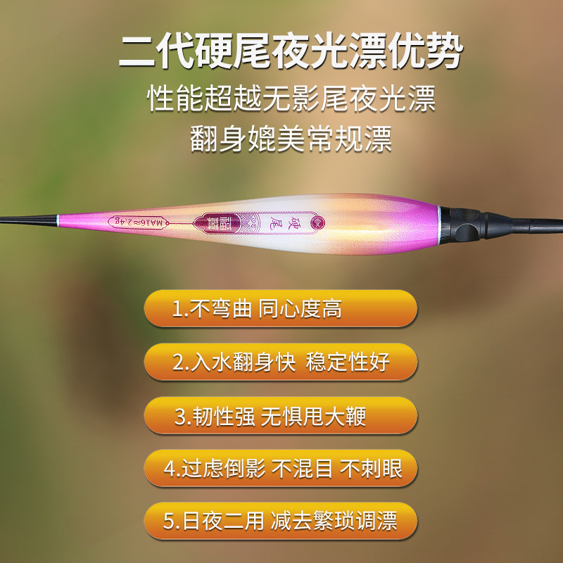现货福翼高灵敏硬尾电子漂醒目浮漂日夜两用鲫鱼漂抗风浪加粗夜光