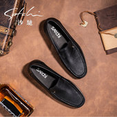 豆豆鞋 沙驰商务英伦休闲皮鞋 软底透气耐折无痕一脚蹬羊皮乐福皮鞋