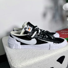 Nike Blazer Low x Sacai 耐克联名黑白漆皮解构板鞋 DM6443-100