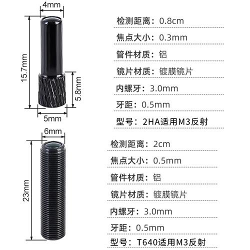 M3 M4 M6平行出光透镜光纤线配聚焦镜小光点光纤传感器放大器探头-封面