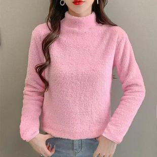 珊瑚绒单件上衣睡衣女套头高领加绒加厚保暖法兰绒家居服百搭上衣