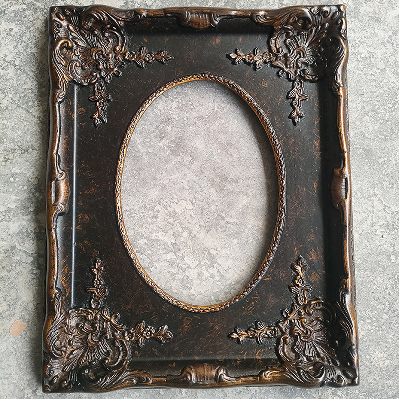 欧式实木画框椭圆复古做旧金画框相框宽度9.5cm厚度4.2cm