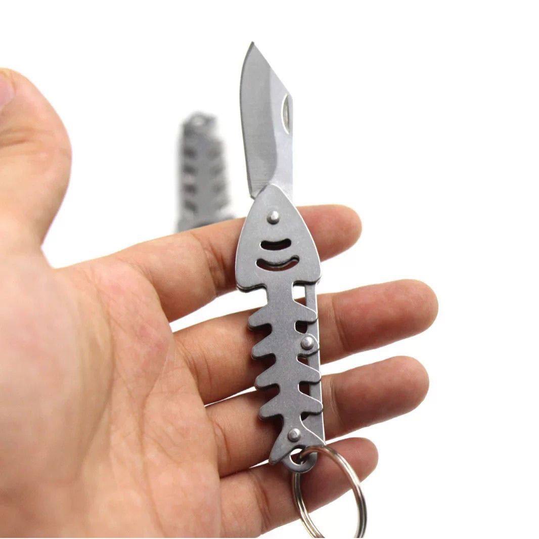 新款不锈钢鱼骨头外形户外迷你口袋刀露营小刀钥匙扣快递开箱小刀,户外/登山/野营/旅行用品,多功能组合工具,淘宝优惠券,粉丝福利购,淘宝优惠卷