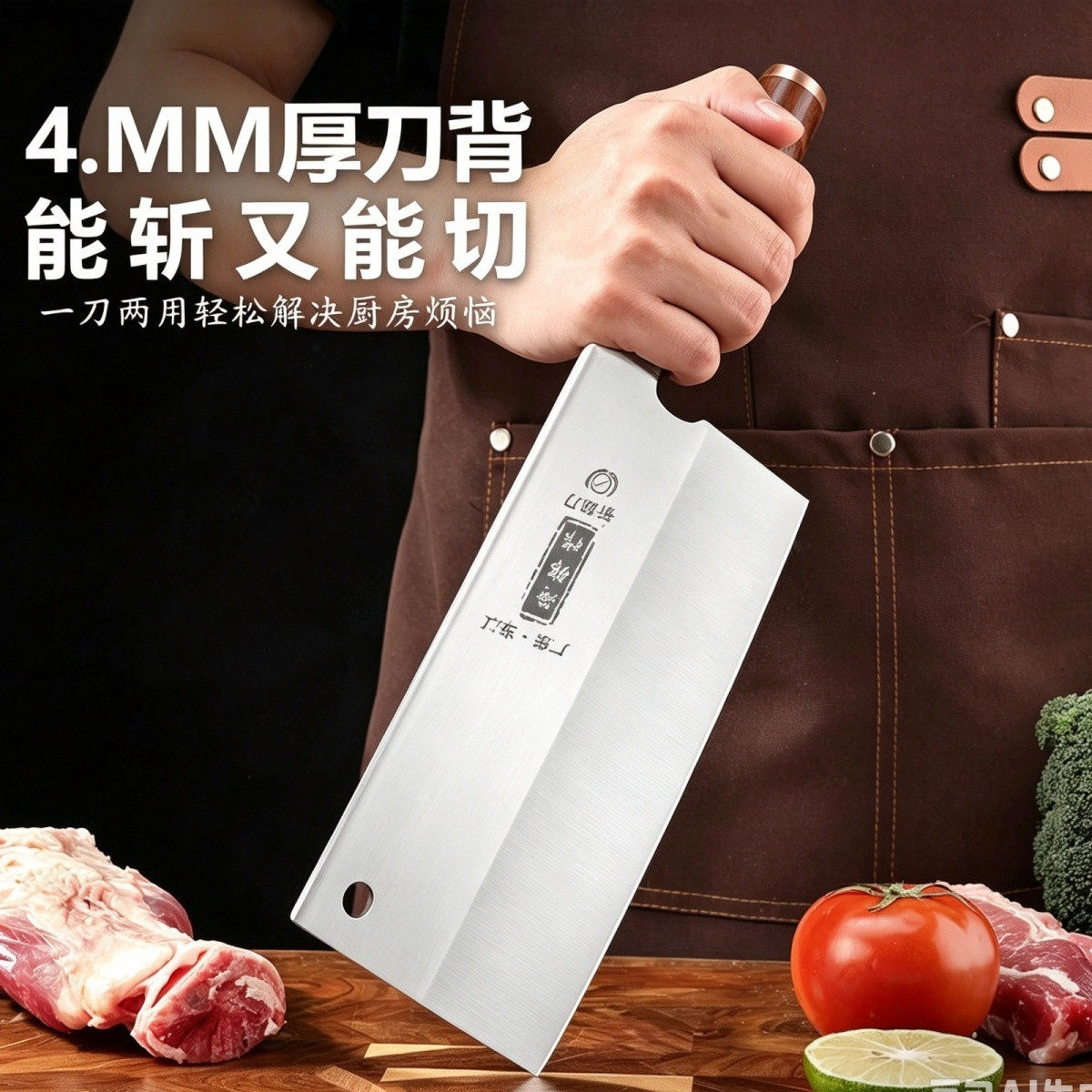 阳江锻打锋利斩切两用菜刀