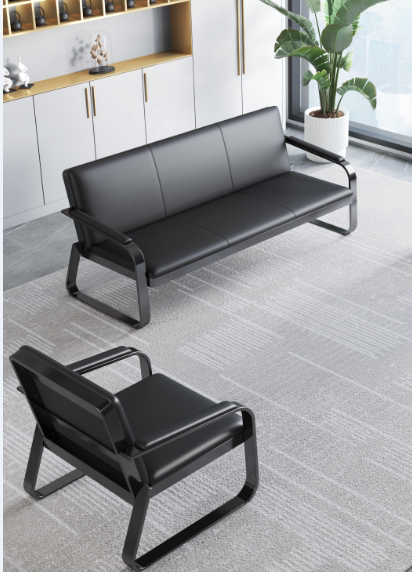 定制简易铁艺沙发办公室接待室简约现代家用长条办公沙发茶几组合