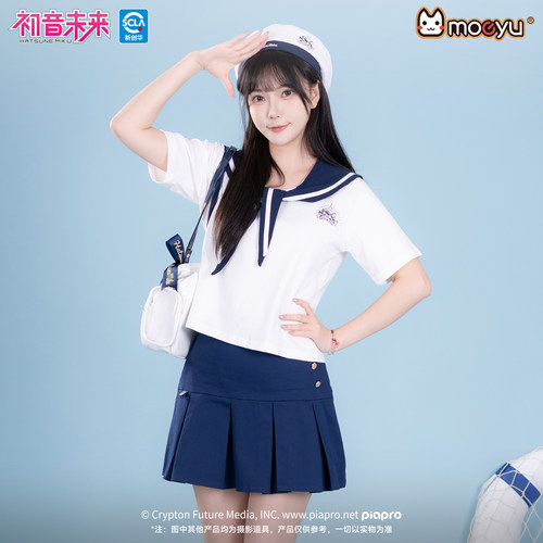 moeyu初音未潮汐之歌夏季学院风JK制服套装女短袖T恤收腰百褶裙