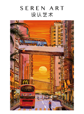 SEREN ART拼图《城市落日》艺术肌理质感精致礼物装饰画纸质500片