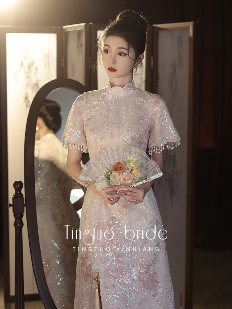 Evening dress, lightweight cheongsam, wedding dress, Chinese style, suitable for teen, light style Evening dress, lightweight cheongsam, wedding dress, Chinese style, suitable for teen, light style