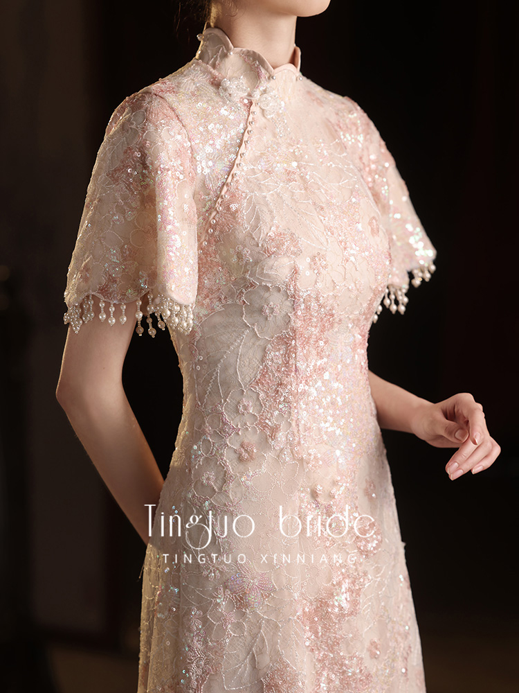 Evening dress, lightweight cheongsam, wedding dress, Chinese style, suitable for teen, light style Evening dress, lightweight cheongsam, wedding dress, Chinese style, suitable for teen, light style