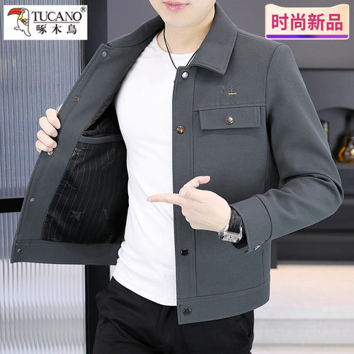 啄木鸟春秋新款翻领工装夹克