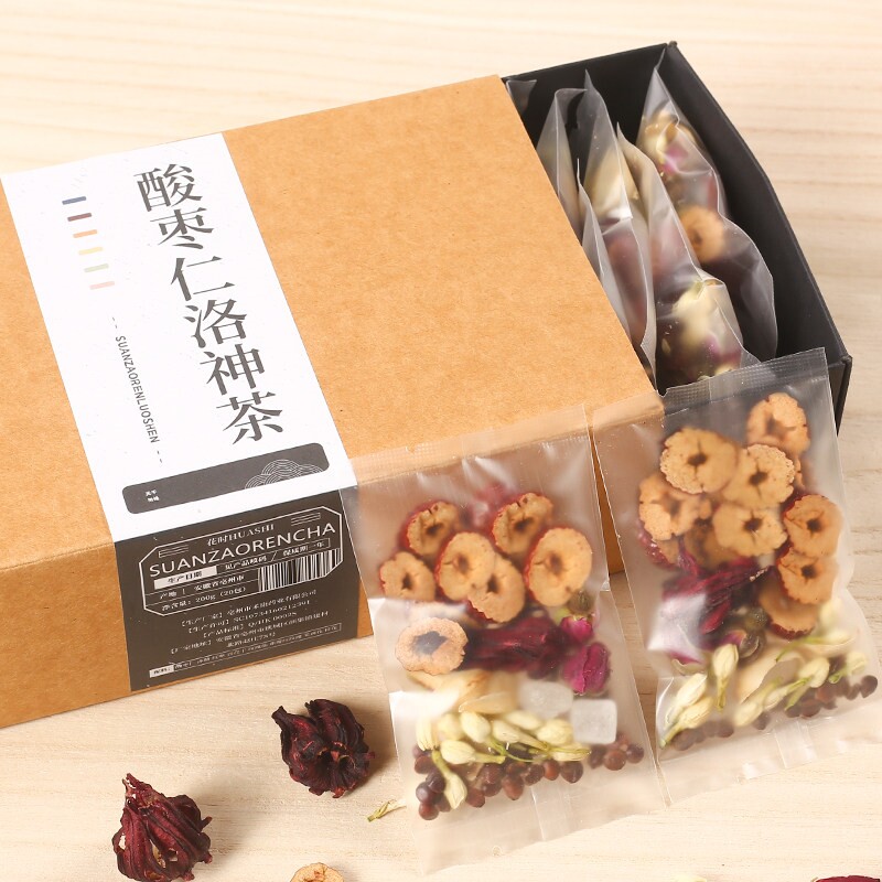 酸枣仁百合茶睡眠茶安神养生失眠睡眠质量差多梦易醒茯苓静心养生