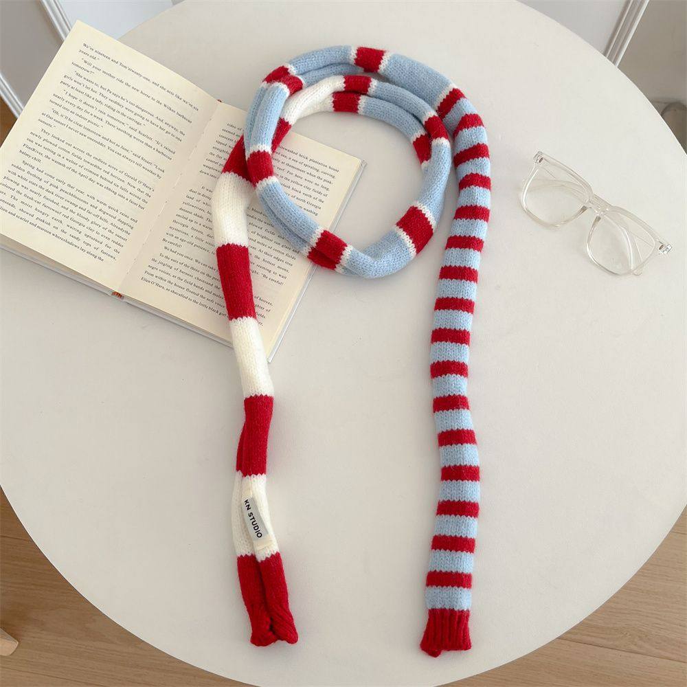 赵昭仪同款条纹细围巾女2025秋冬保暖百搭高级感装饰围脖领巾造型