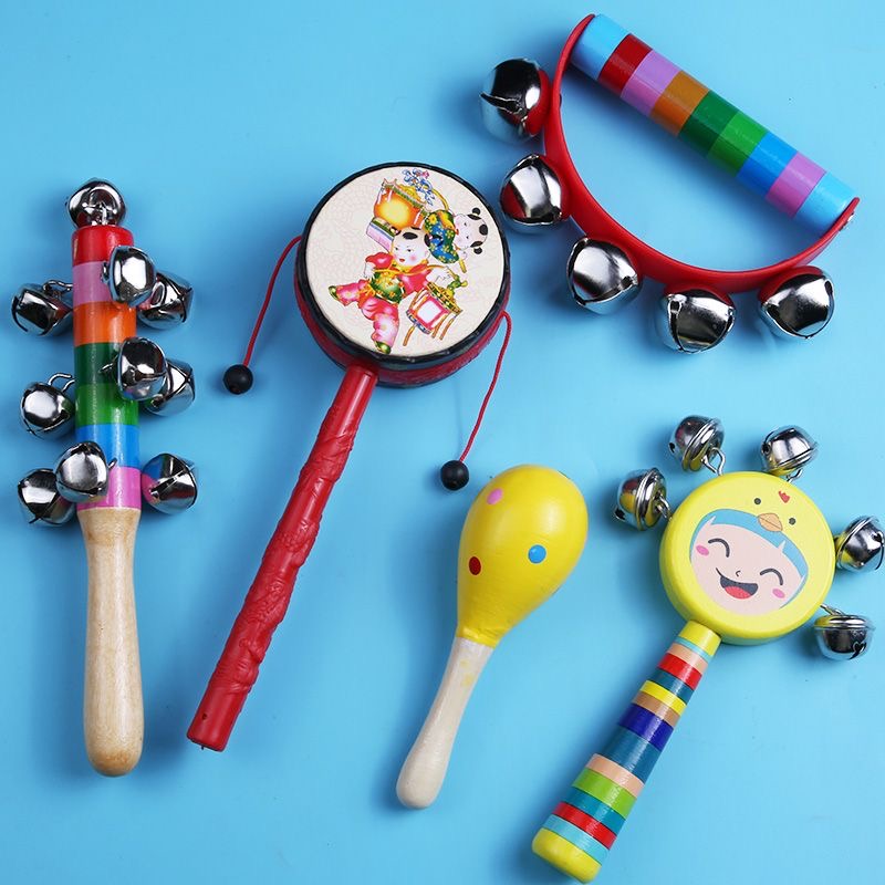 木质手摇铃婴儿拨浪鼓训练玩具