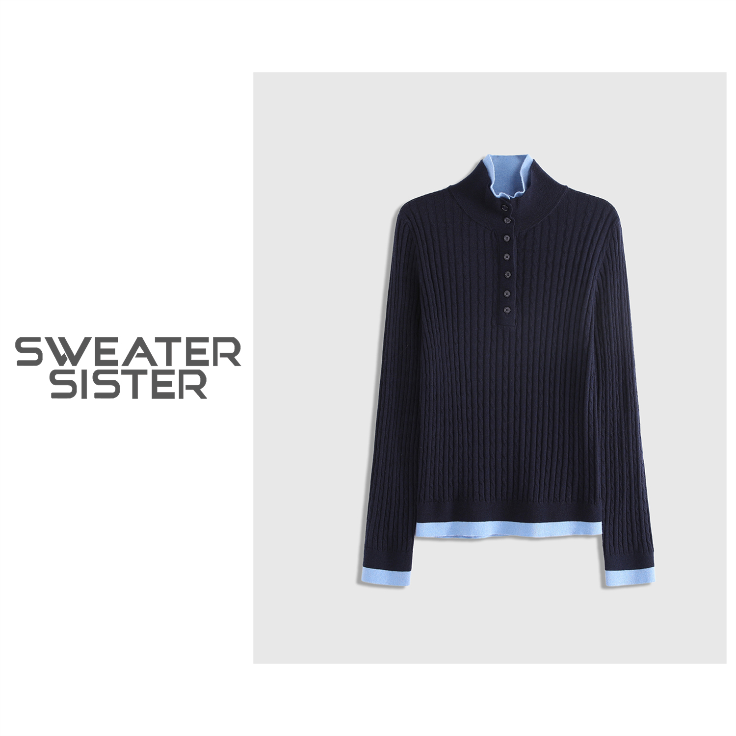 毛衣姐姐【假两件】舒适软糯针织衫高级感撞色毛衣女6688-8568