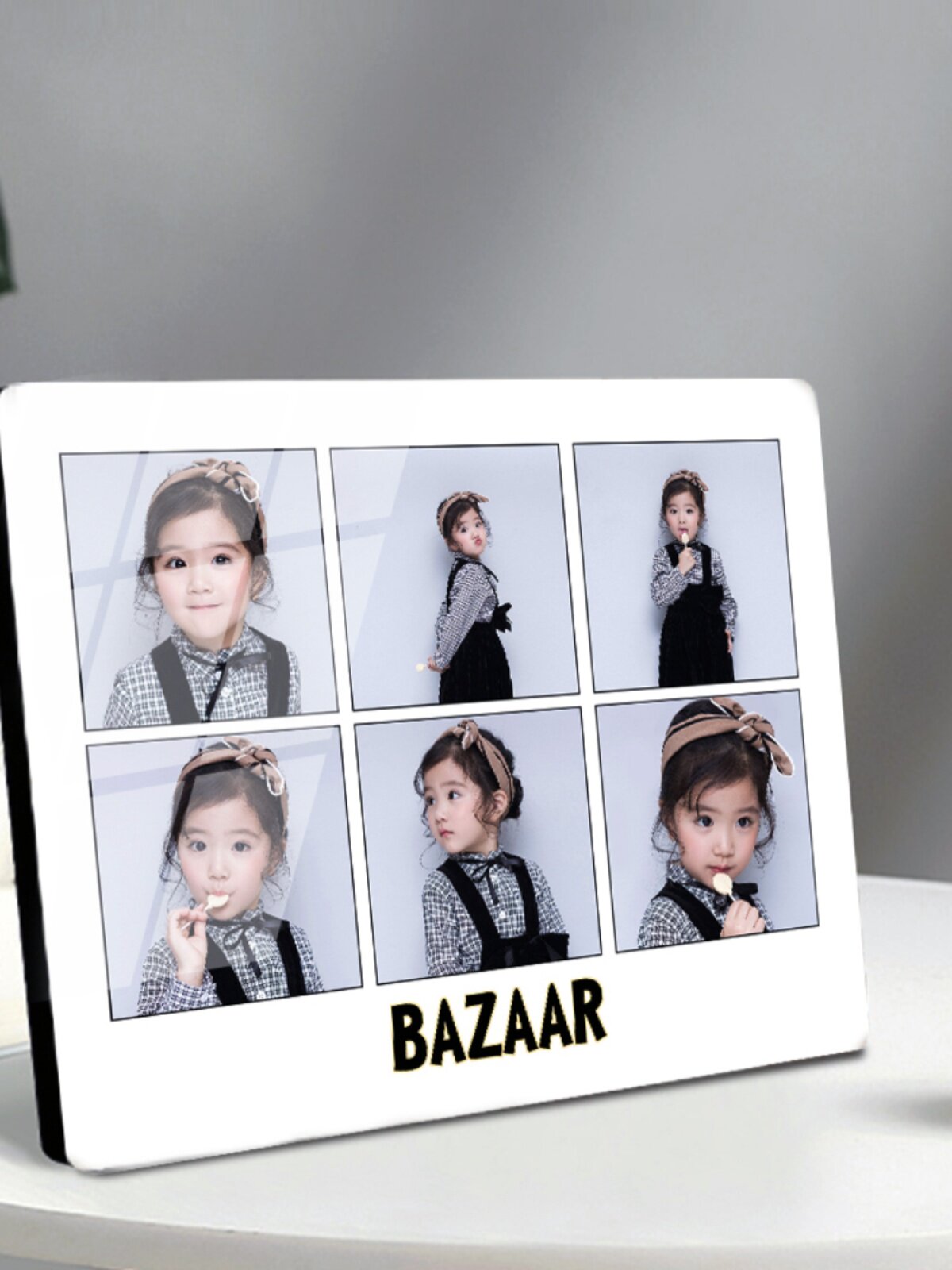 影楼款制作烤瓷9组合水晶精致摆台定制6宫格周岁木拼图挂墙画相框