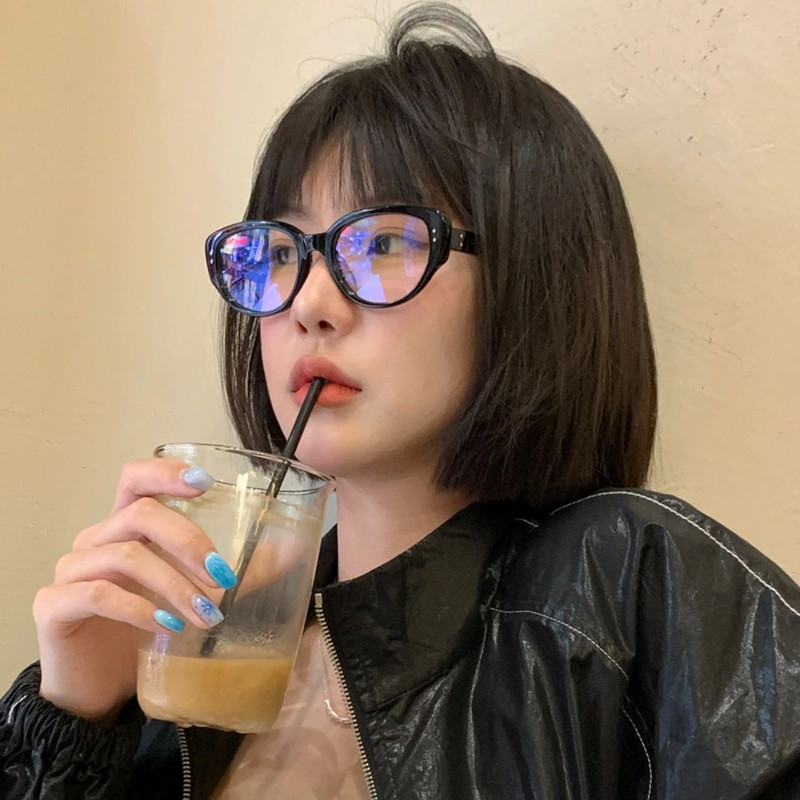 2023欧美黑框猫眼女素颜拍照高级感网红同款防蓝光可配近视度数