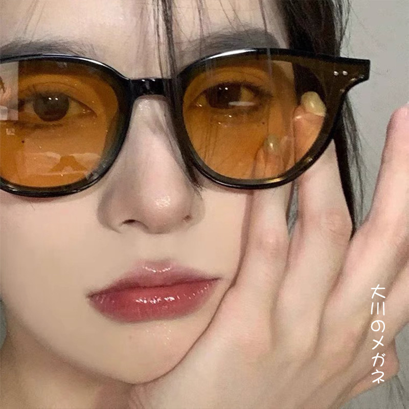 大川 Jennie同款墨镜绿色黄色镜片明星街拍大脸显瘦太阳眼镜男女