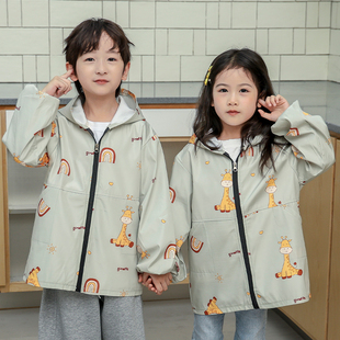 秋冬季儿童罩衣薄款中大童宝宝围裙防水羽绒服外套护衣长袖幼儿园